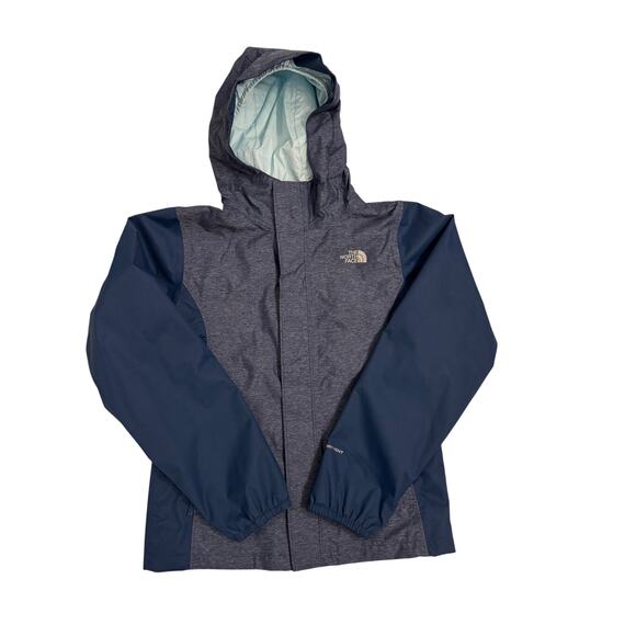 The North Face Girls DryVent Rain Jacket Blue Sz M 10/12 Hooded Full Zip - Picture 1 of 5